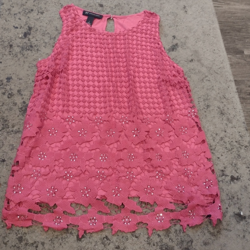 INC International Concepts Pink Textured Sleeveless Top